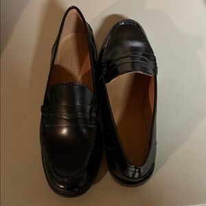 Madewell Black Leather Penny Loafers for women